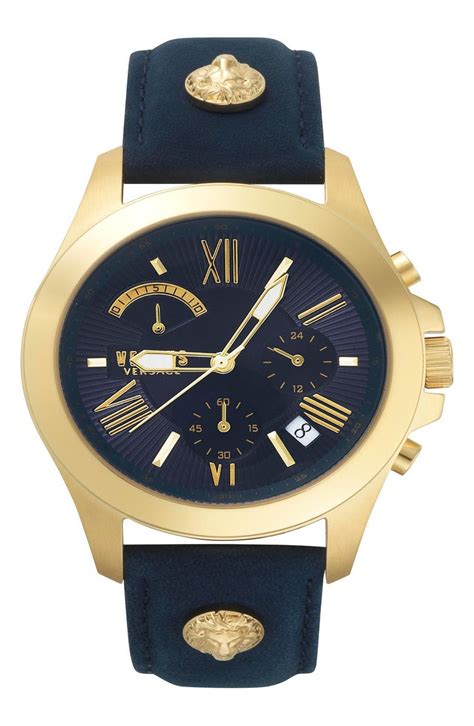 versace watches for women blue color|Versace leather watch.